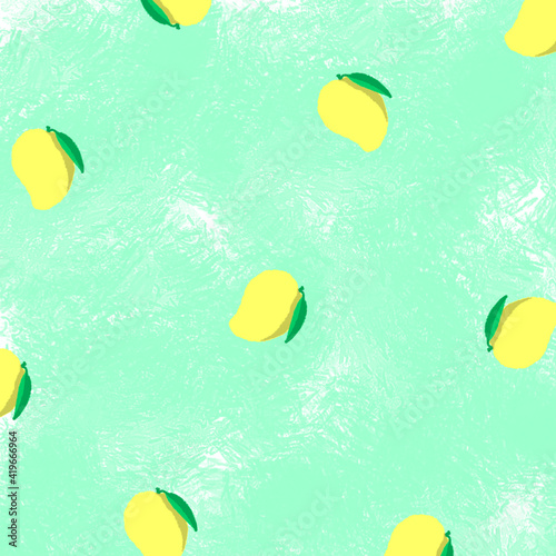 Cute seamless background with mini mango pattern