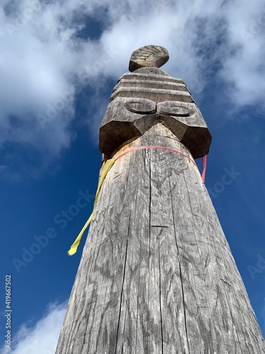 Принти на полотні pagan wooden Chuvash idol  in winter (Baskaki, Chuvashia Republic, Russia)