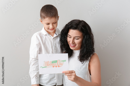 Little boy greeting his mom...