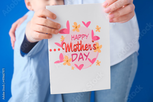 Little boy greeting his mom...