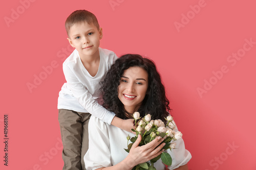 Little boy greeting his mom...