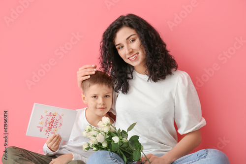 Little boy greeting his mom...