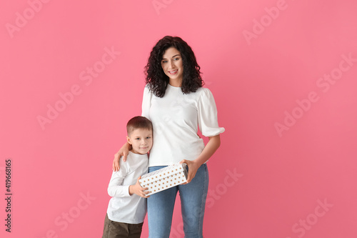 Little boy greeting his mom...