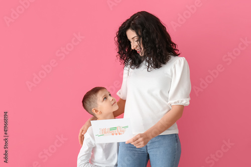 Little boy greeting his mom...