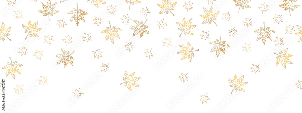 custom made wallpaper toronto digitalRepeatable old maple leaves falling border design with white background .Vector illustration