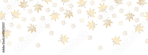 Wallpaper Mural Repeatable old maple leaves falling border design with white background .Vector illustration Torontodigital.ca