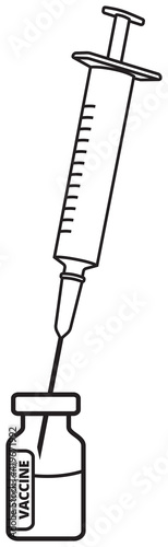 Coronavirus Covid-19 vaccine bottle and syringe ready for immunization injection treatment. Vector illustration.