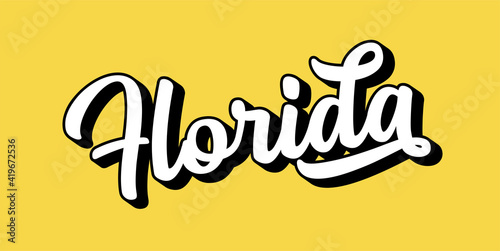 Hand sketched FLORIDA text. 3D vintage, retro lettering for poster, sticker, flyer, header, card, clothing, wear