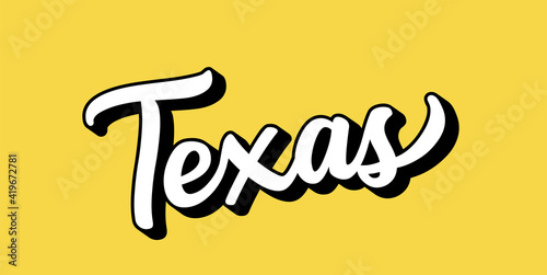 Hand sketched TEXAS text. 3D vintage, retro lettering for poster, sticker, flyer, header, card, clothing, wear
