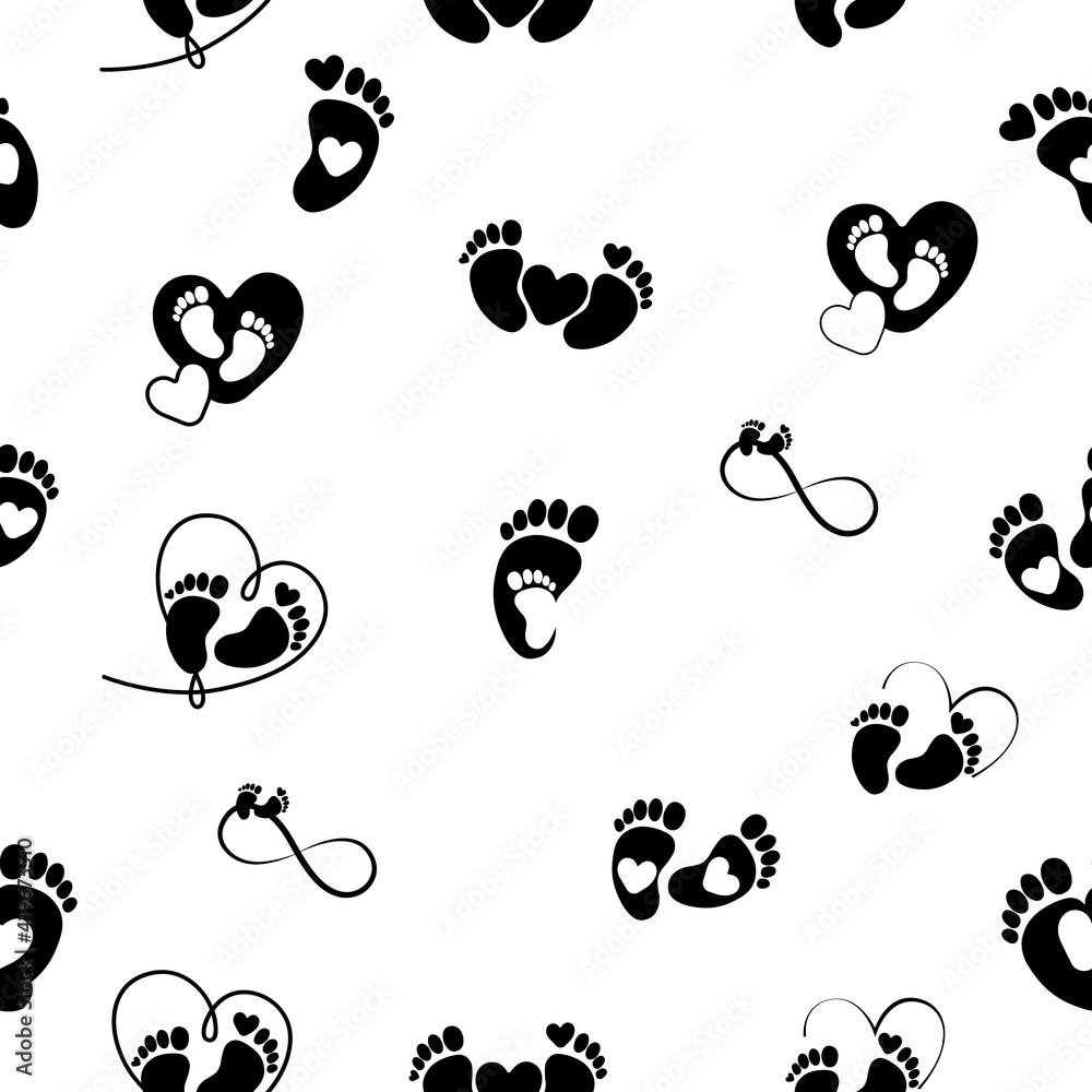 Set of footprint, vector seamless pattern illustration Set of footprint, vector seamless pattern illustration