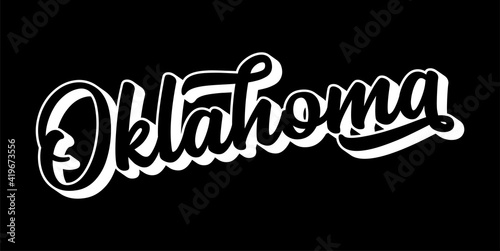 Hand sketched OKLAHOMA text. 3D vintage, retro lettering for poster, sticker, flyer, header, card, clothing, wear