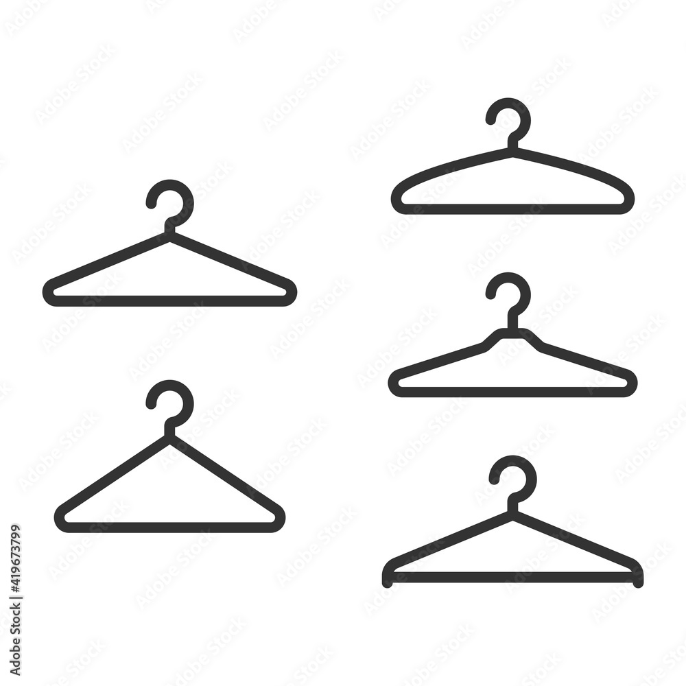 Set clothes hanger simple form symbol sign vector illustration. Set clothes hanger simple form symbol sign vector illustration.
