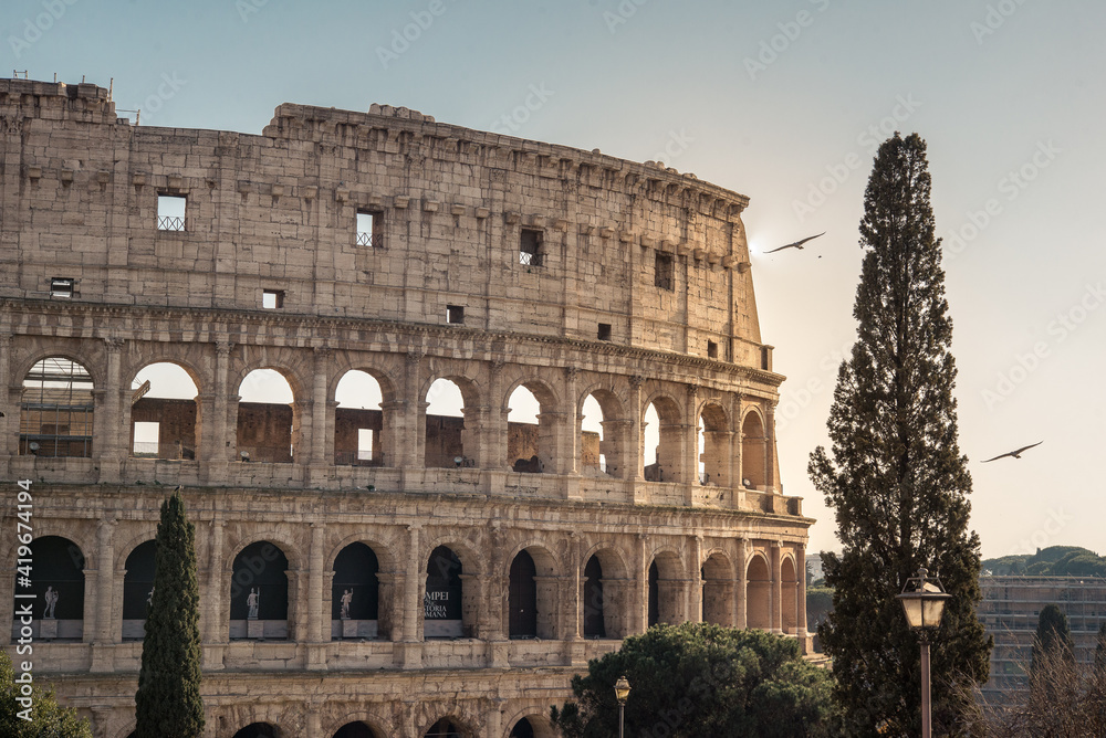 Rome: Colosseum at sunset, february 2021