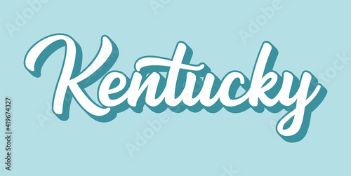 Hand sketched KENTUCKY text. 3D vintage, retro lettering for poster, sticker, flyer, header, card, clothing, wear.