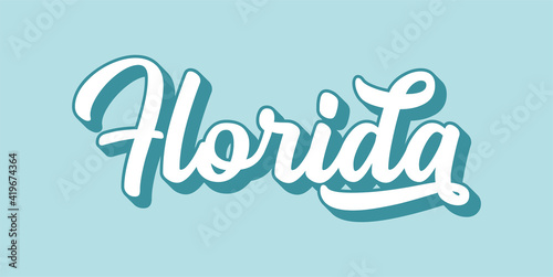 Hand sketched FLORIDA text. 3D vintage, retro lettering for poster, sticker, flyer, header, card, clothing, wear