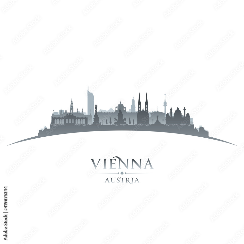 Vienna Austria city silhouette white background