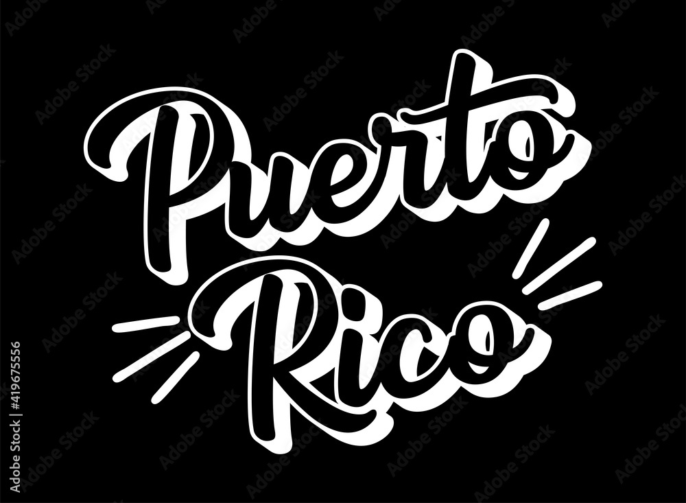 Hand sketched PUERTO RICO text. 3D vintage, retro lettering for poster, sticker, flyer, header, card, clothing, wear