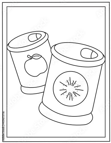 
Canned pickles of fruits, coloring page

