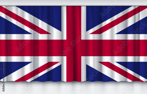 Flag of United Kingdom on silk curtain, stage performance event ceremony show illustration