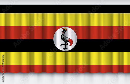 Flag of Uganda on silk curtain, stage performance event ceremony show illustration Free Download Flag of Uganda on silk curtain, stage performance event ceremony show illustration - GFXLoad