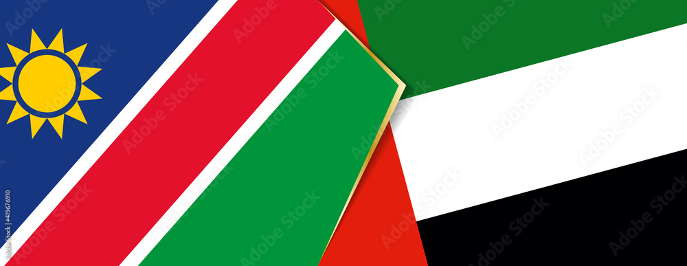 Namibia and United Arab Emirates flags, two vector flags. Namibia and United Arab Emirates flags, two vector flags.