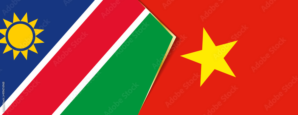 Namibia and Vietnam flags, two vector flags. Namibia and Vietnam flags, two vector flags.