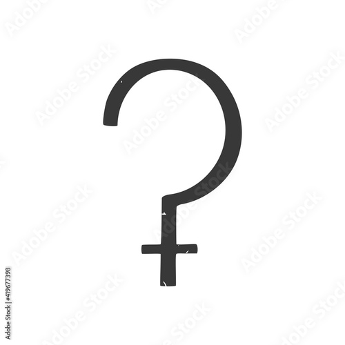 Ancient astrological symbol of Ceres. Minimalistic icon isolated on a white background. Vector hand drawn illustration