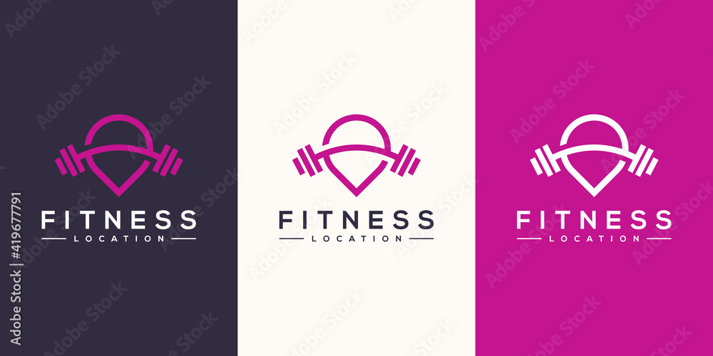 fitness location logo vector design