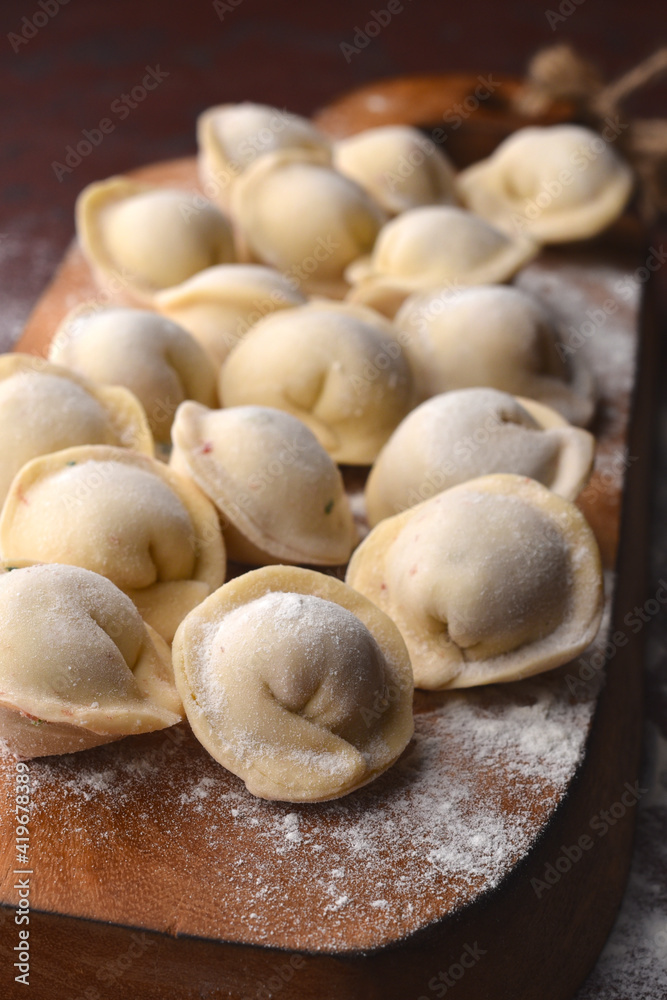 Pelmeni - filled dumplings with meat Pelmeni - filled dumplings with meat
