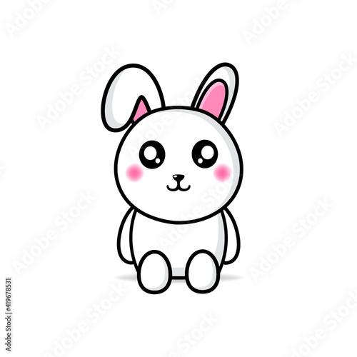 cute rabbit sitting mascot design kawaii