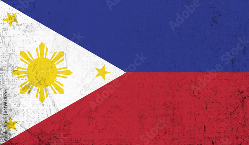 Grunge Philippines flag. Philippines flag with waving grunge texture. Vector background.