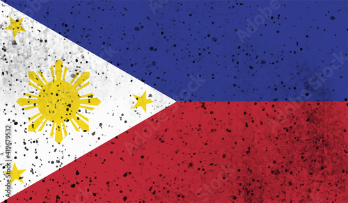 Grunge Philippines flag. Philippines flag with waving grunge texture. Vector background.