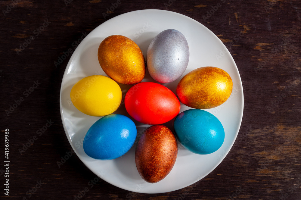 Homemade colorful painted Easter eggs Homemade colorful painted Easter eggs