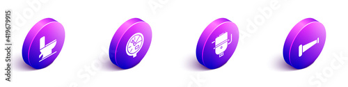 Set Isometric Toilet bowl, Water meter, Electric boiler for heating water and Industry metallic pipe icon. Vector.