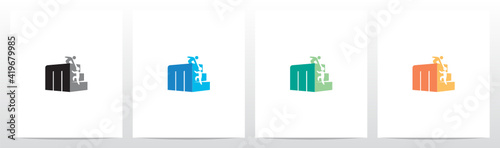 Two People Climbing Letter Logo Design M