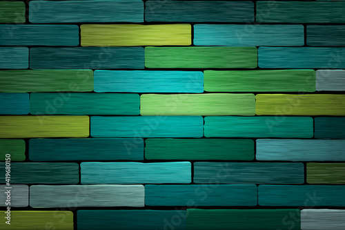 Abstract Background Green and Blue brick wall