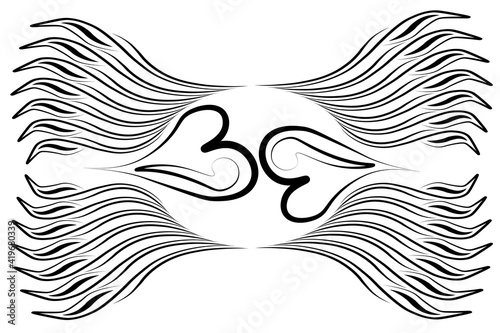 illustration of an wings with hearts