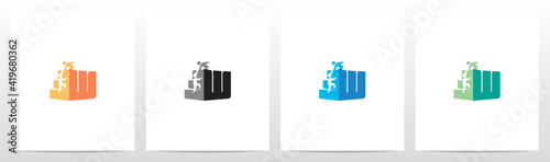 Two People Climbing Letter Logo Design W