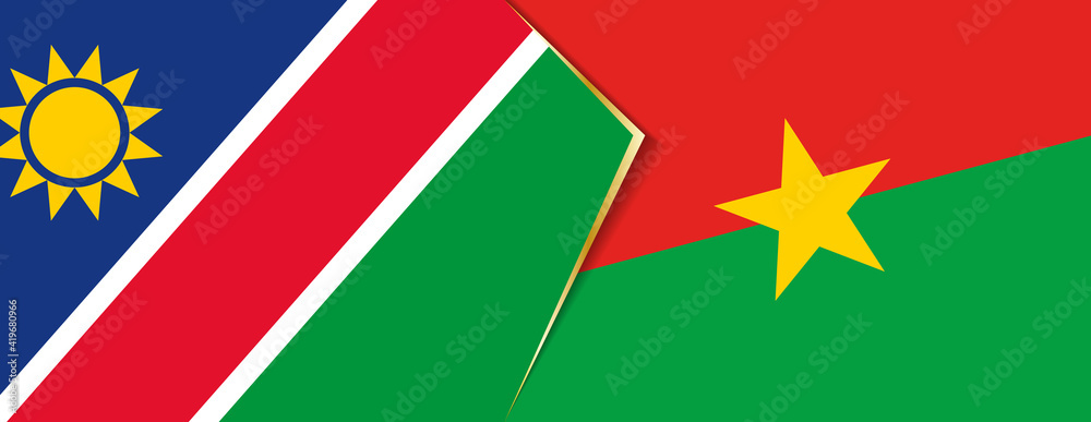 Namibia and Burkina Faso flags, two vector flags. Namibia and Burkina Faso flags, two vector flags.