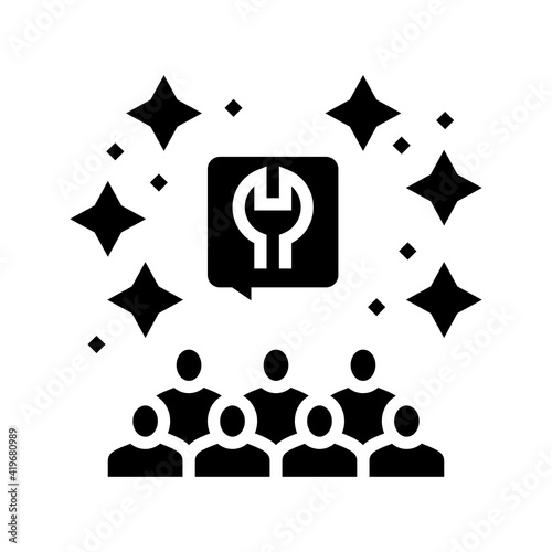 advertising settings crowdsoursing glyph icon vector. advertising settings crowdsoursing sign. isolated contour symbol black illustration