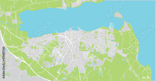 Urban vector city map of Holbaek, Denmark
