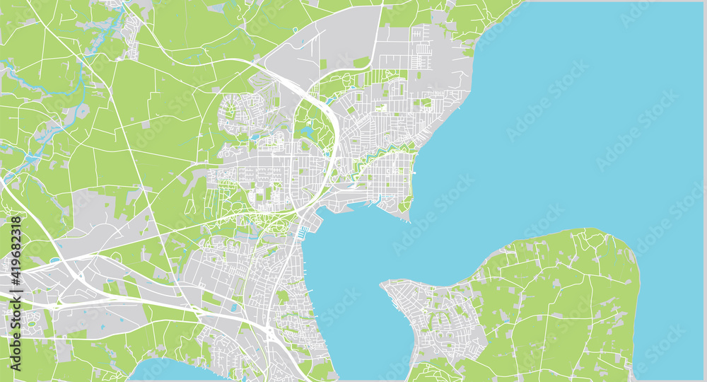 Naklejka premium Urban vector city map of Fredericia, Denmark