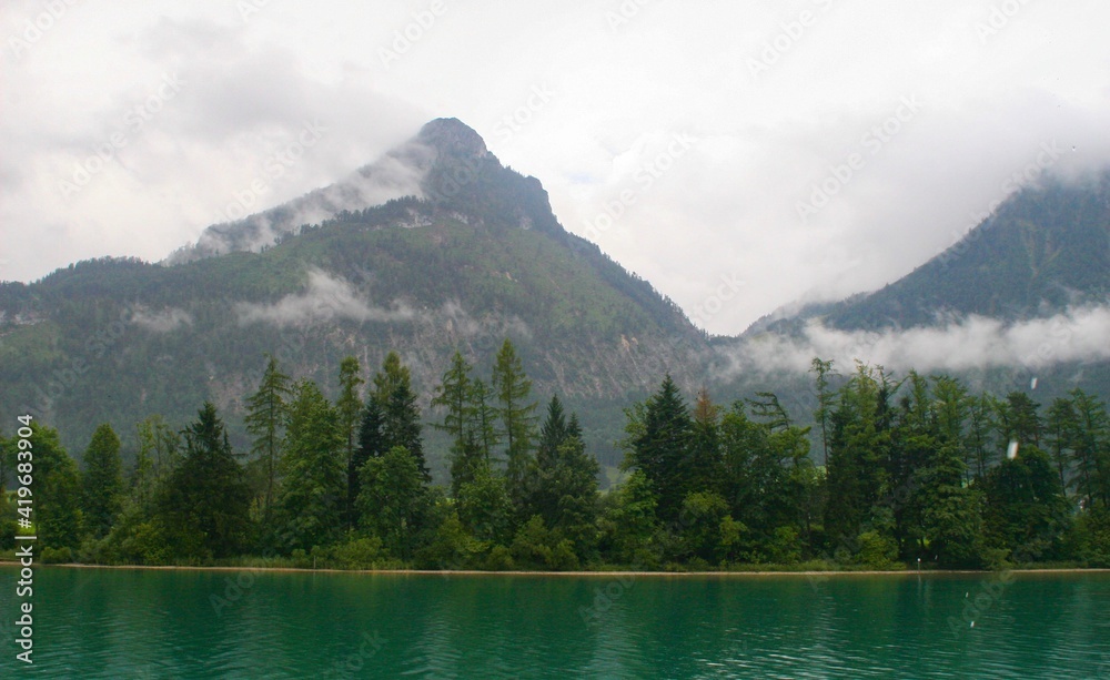 lake in the mountains wolfgangsee, austria