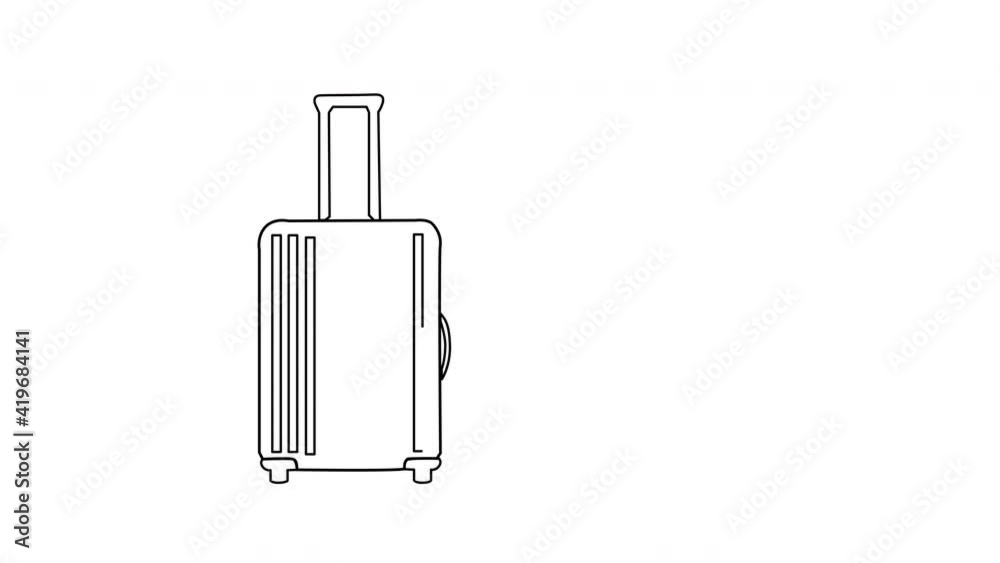 Pink travel suitcase appear animation. Copy space. Alpha channel, luma matte. Pink travel suitcase appear animation. Copy space. Alpha channel, luma matte.