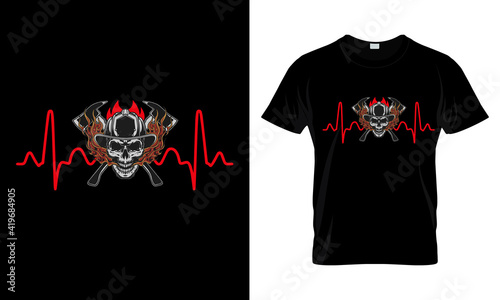 Heart Firefighter T Shirt Design