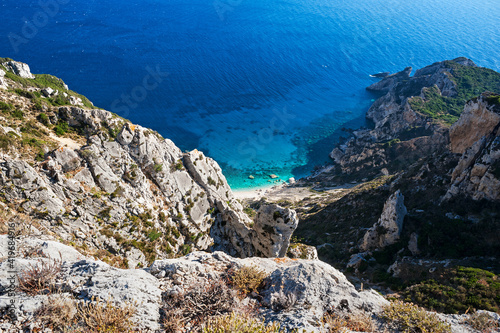 Othoni, Greece, Ionian Islands, Europe, Corfu district, the bay of Calypso seen from Mount Merovigli (394m) photo
