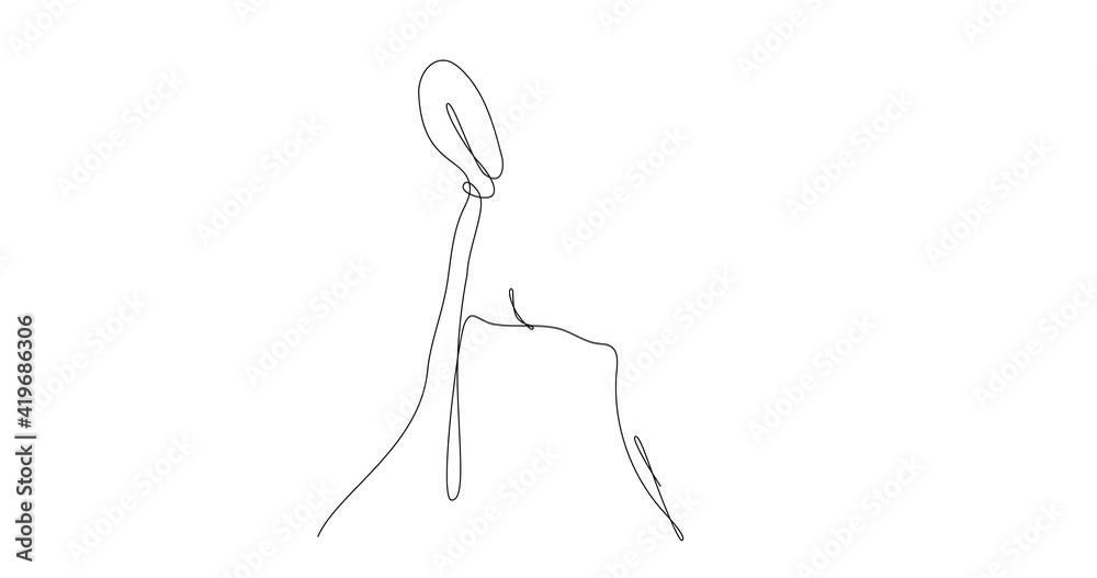 Self drawing animation of continuous line drawing  of a goat. Farm animals series. Black line on white background, isolated drawing