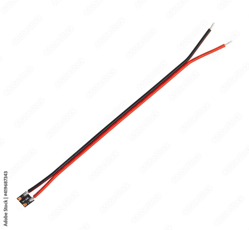 Fototapeta premium Wires for led strip connection isolated on white background