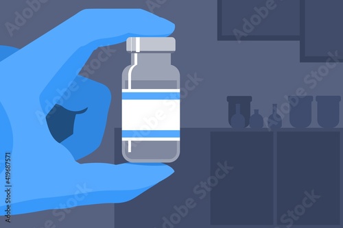 Blank medicine bottle. Medicine vial with copy space.