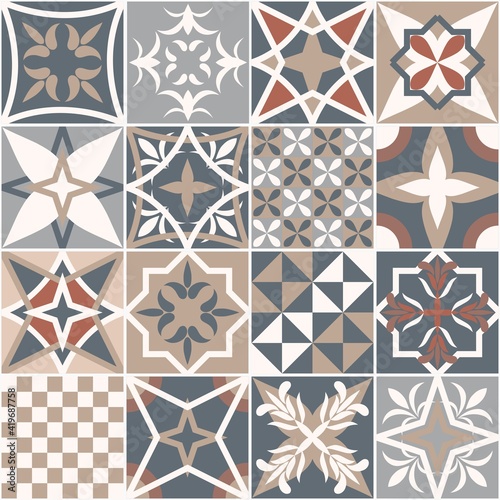 Rustic style seamless tiles. Provence style floor tiles.